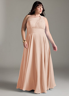 Azazie Charlize Bridesmaid Dresses English Rose A-Line One Shoulder Chiffon Dress image9