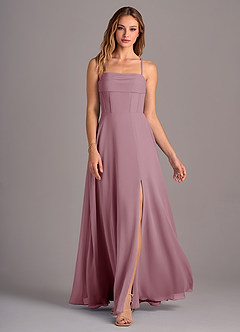 Azazie Carolyn Bridesmaid Dresses Vintage Mauve A-Line Pleated Chiffon Dress image4
