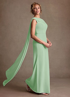 Azazie Bassi Mère de la mariée Robes Robe Sirène en Maille Épaule décolletée Vert Sauge image3