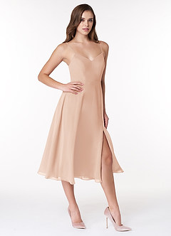 Azazie Clarissa Bridesmaid Dresses English Rose A-Line V-Neck Chiffon Dress image3