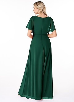 Azazie Aaliyah Modest Bridesmaid Dresses A-Line Scoop Pleated Chiffon Floor-Length Dress image2