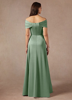 Azazie Amelia Kleider für die Brautmutter A-Linie Schulterfrei Stretch-Satin Kleid Matcha image6