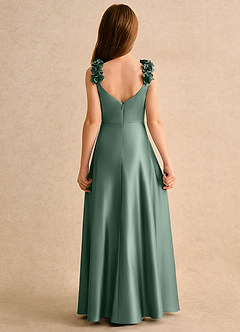 Azazie Rosita Girls Formal vestidos de niña de las flores Vestido de Eucalipto de Satin Mate de Corte en A con Plisado image4