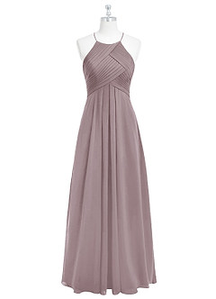 Azazie Ginger Bridesmaid Dresses Dusk A-Line Halter Pleated Chiffon Dress image6