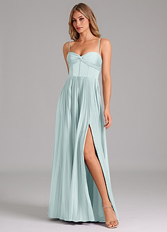 Azazie Akiko Bridesmaid Dresses Mist A-Line Sweetheart Neckline Stretch Satin Dress image4