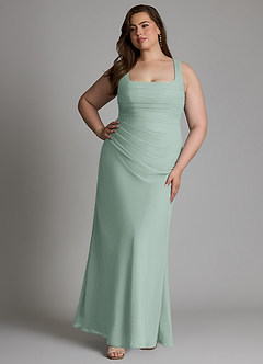 Azazie Agustina Bridesmaid Dresses Agave Mermaid Corset Chiffon Dress image10
