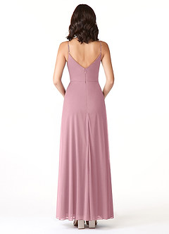 Azazie Evalin Final Sale Vintage Mauve A-Line V-Neck Pleated Mesh Dress image2