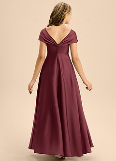Azazie Rowena Junior Vestido de Merlot de Satén Elástico de Corte en A con Lazo image5