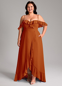 Azazie Lyra Robes de demoiselle d'honneur Robe Trapèze Convertible en Mousseline de soie Paprika image16