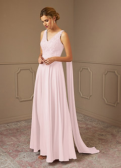 Azazie Joules Mother of the Bride Dresses Blushing Pink A-Line Sequins Chiffon Dress image1