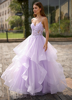 Spitze Purple Sheer Lace Prom Dress image6