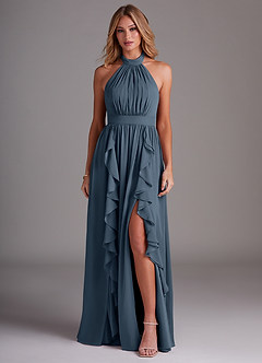 Azazie Avary Bridesmaid Dresses Neptune A-Line Pleated Chiffon Dress image1