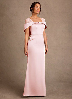 Azazie Henrieta 신부의 어머니 드레스 쉬스 레이스 스트레치 새틴 플로어 길이 드레스 image3