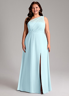 Azazie Phaedra Bridesmaid Dresses Cloud Blue A-Line One Shoulder Chiffon Dress image7