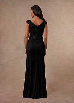 Azazie Calathea Mother of the Bride Dresses Black A-Line Lace Dress image3