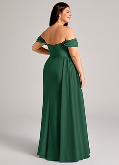 Azazie Amyra Robes de demoiselle d'honneur Robe Fourreau Convertible en Mousseline de soie Épaule décolletée Vert Foncé image14