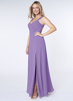 Azazie Nahrin Bridesmaid Dresses Tahiti A-Line V-Neck Pleated Chiffon Dress image3