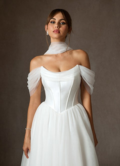 Azazie Adalyn Wedding Dresses Diamond White Ball-Gown Tulle Dress image5