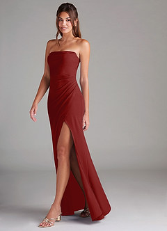 Azazie Leonis Bridesmaid Dresses Terracotta Sheath Strapless Stretch Crepe Convertible Dress image7