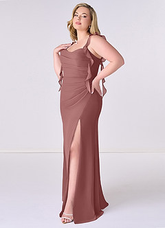 Barbie ♥ Azazie Brautjungfernkleider Meerjungfrau-Linie Korsett Chiffon Kleid Wüstenrose image9