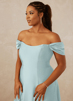 Christian Siriano Bridal for Azazie 1002 Bridesmaid Dresses Mist A-Line Off the Shoulder Stretch Satin Convertible Dress image14
