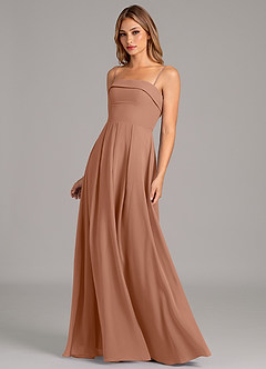 Azazie Lucienne Abiti da Damigella Abito Convertibile A-Line in Chiffon Senza Cinturino Bronzo image6