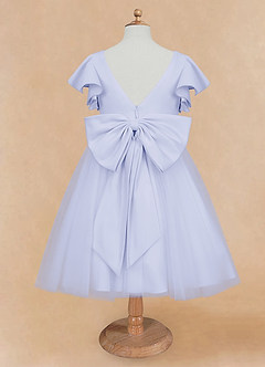 Azazie Kaeya Robe Demoiselle D'honneur Fillette Robe Trapèze en Tulle Arc Lavande image6