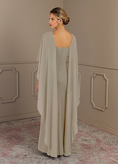 Azazie Dion Mother of the Bride Dresses Taupe Sheath Scoop Stretch Crepe Dress image2