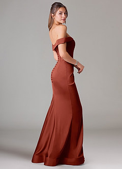 Azazie Everly Bridesmaid Dresses Terracotta Mermaid Off the Shoulder Stretch Satin Convertible Dress image4