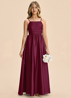 Azazie Kai Junior Mulberry A-Line Pleated Stretch Satin Dress image5
