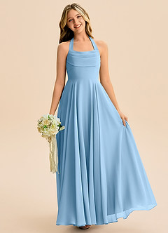 Azazie Kady Junior Steel Blue A-Line Sweetheart Neckline Chiffon Dress image1