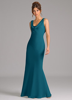 Azazie Rylina Bridesmaid Dresses Ink Blue Mermaid Pleated Chiffon Dress image5