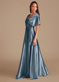 Azazie Pamela Robes de demoiselle d'honneur Robe Trapèze en Satiné métallisé Plissée Violet Crépusculaire image5