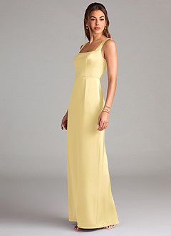 Azazie Flori Bridesmaid Dresses Butter Sheath Side Slit Stretch Satin Dress image4
