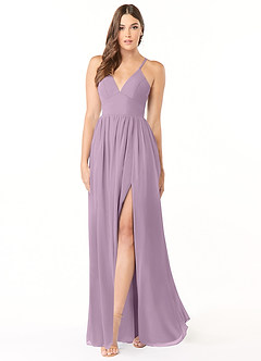Azazie Aaida Brautjungfernkleider A-Linie Korsett Chiffon Kleid Blauregen image1