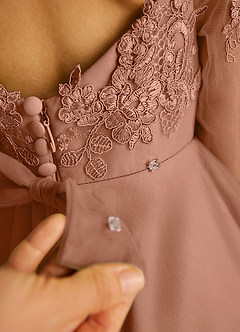 Azazie Precious Flower Girl Dresses Bronzer A-Line Lace Tulle Dress image6