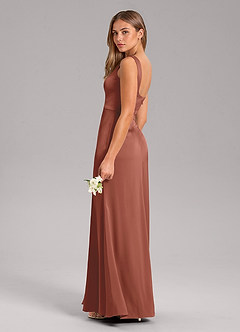 Azazie Frostine Bridesmaid Dresses Auburn A-Line Bow Stretch Satin Dress image7