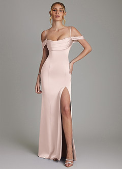 Azazie Nira Abiti da Damigella Abito Sirena in Raso Elasticizzato Corsetto Rosa Rossore image4