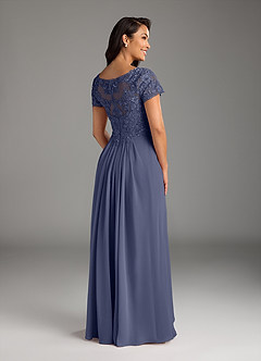 Azazie Dunja Mother of the Bride Dresses Stormy A-Line V-Neck Lace Chiffon Dress image4