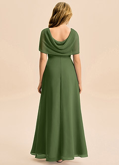 Azazie Emma Junior Robe Trapèze en Mousseline de soie Plissée Olive image2