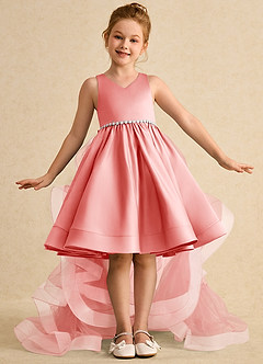 Azazie Julietta Blumenmädchenkleider Ballkleid Cabrio Tüll Kleid Koralle image2