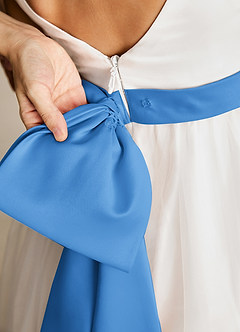 Azazie Lea Flower Girl Dresses Blue Jay A-Line Spaghetti Strap Tulle Dress image5