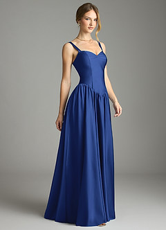 Azazie Evadina Suknie dla druhen Linia A Gorset Satyna elastyczna Do ziemi Sukienka image4