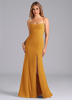 Azazie Wynni Bridesmaid Dresses Butterscotch Mermaid Corset Chiffon Dress image1