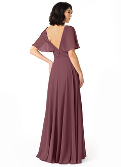 Azazie Pamela Bridesmaid Dresses Sangria A-Line V-Neck Pleated Chiffon Dress image2