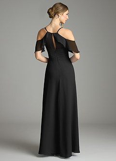 Azazie Dakota Bridesmaid Dresses Black A-Line V-Neck Pleated Chiffon Dress image6
