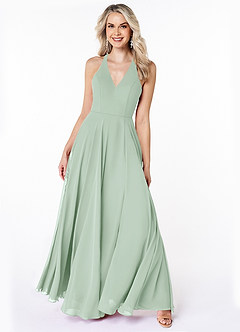 Azazie Amalfi Bridesmaid Dresses A-Line Pleated Chiffon Floor-Length Dress image4