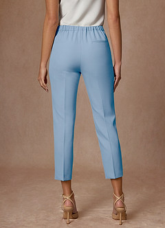 front Kennedy Sky Blue Structured Stretch Pants Suit