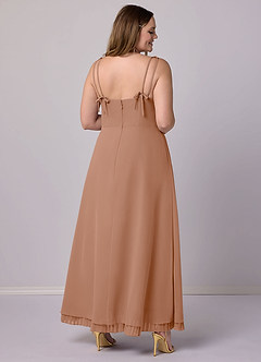 Barbie ♥ Azazie Robes de demoiselle d'honneur Robe Trapèze en Mousseline de soie Plissée Champagne Rosé image11