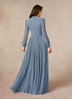 Azazie Adellah Mère de la mariée Robes Robe Trapèze en Mousseline de soie Plissée Violet Crépusculaire image3